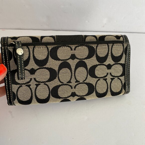 3 pc Coach Signature Monogram Shoulder Bag & Wallet & Checkbook Holder - Picture 14 of 14